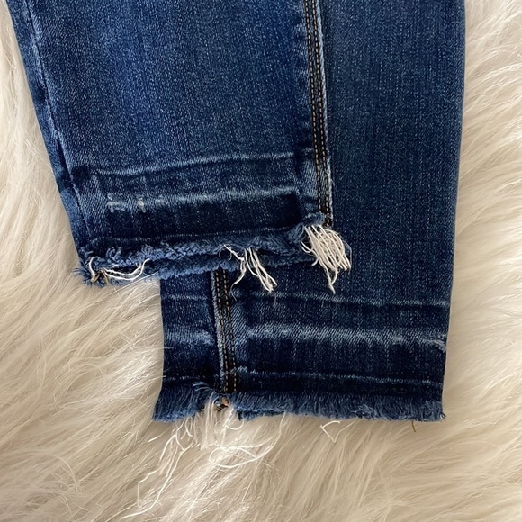 Spanx Jeans Pants Legging Skinny Raw Hem Blue Denim Preppy Stretch Distressed - Picture 5 of 9
